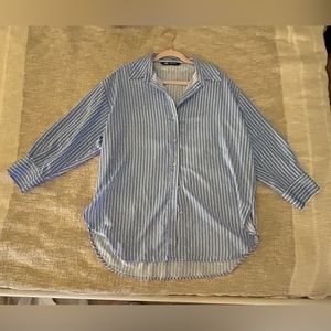 Zara Oversized Blue Striped Shirt